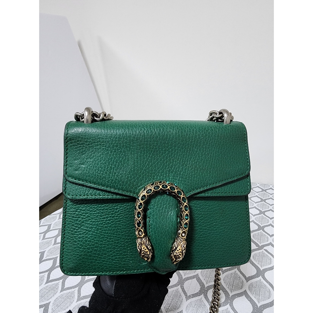 Gucci Small Leather Dionysus Crossbody Bag Green - Picture 9 of 16
